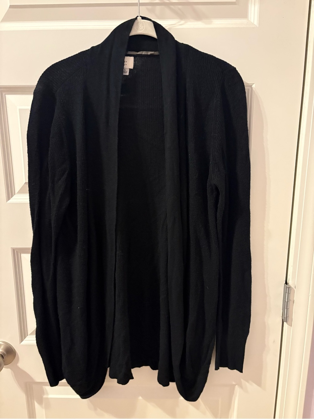a new day Black Open-Front Ribbed Cardigan